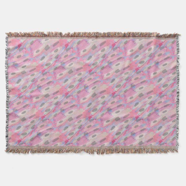 Camo Abstract Pink Pattern Throw Blanket (Front)