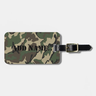 Camo Add Name, Luggage Tag With Leather Strap
