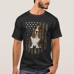 Camo American Flag Basset Hound 4Th Of July Usa T-Shirt