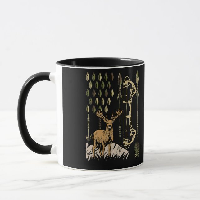 Camo American Flag Bowhunting Bow Archery Deer Mug (Left)