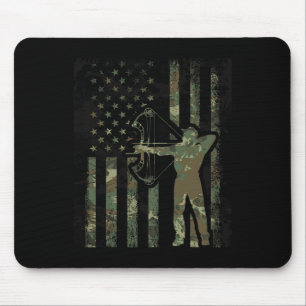 Camo American Flag Buck Hunting Gift For Bow Hunte Mouse Mat