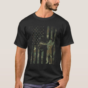 Camo American Flag Buck Hunting Gift for Bow Hunte T-Shirt