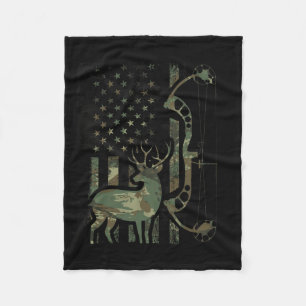 Camo American Flag Buck Hunting Men Recurve Bow Hu Fleece Blanket
