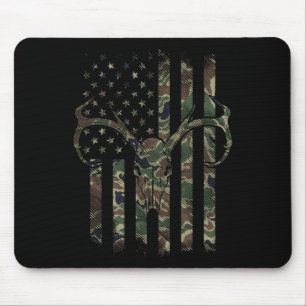 Camo American Flag Deer Skull Elk Hunting Usa Hunt Mouse Mat