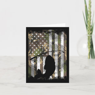 Camo American Flag Fish Fishing Patriotic Fisherma Card