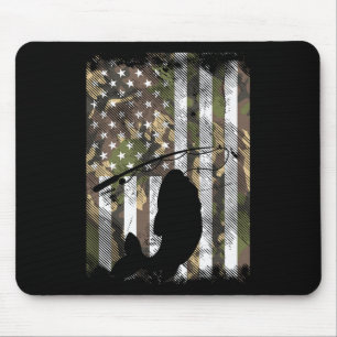 Camo American Flag Fish Fishing Patriotic Fisherma Mouse Mat