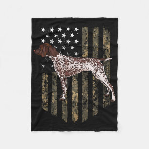 Camo American Flag German Shorthaired Pointer 4th Fleece Blanket