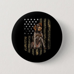 Camo American Flag German Wirehaired Pointer 4th O 6 Cm Round Badge