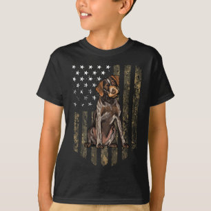 Camo American Flag German Wirehaired Pointer 4th O T-Shirt