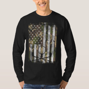 Camo American Flag Golf Vintage Golfing Patriotic  T-Shirt