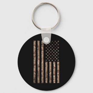 Camo American Flag Military 4th Of July American F Key Ring