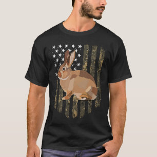 Camo American Flag Rabbit 4th Of July Farm Animal T-Shirt