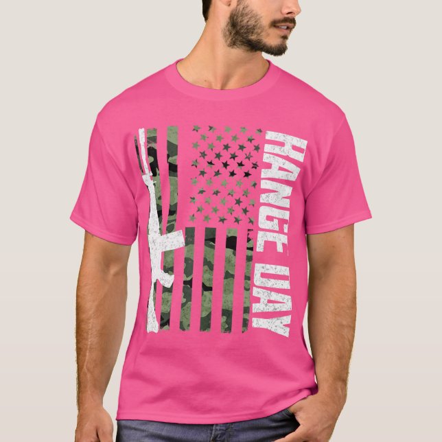 Camo American Flag Range Day Patriotic Gun Shootin T-Shirt (Front)