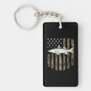 Camo American Flag Snook Fishing 4th Of July Key Ring