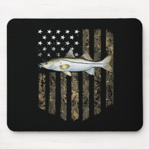 Camo American Flag Snook Fishing 4th Of July Mouse Mat