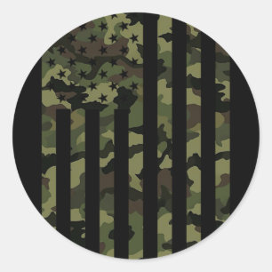 Camo American Flag Usa Camouflage Men Boys Women G Classic Round Sticker