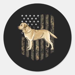 Camo American Flag Yellow Labrador Retriever 4th O Classic Round Sticker