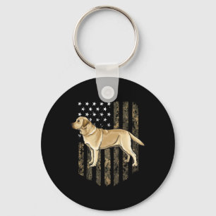 Camo American Flag Yellow Labrador Retriever 4th O Key Ring