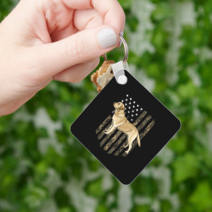 Camo American Flag Yellow Labrador Retriever 4th O Key Ring