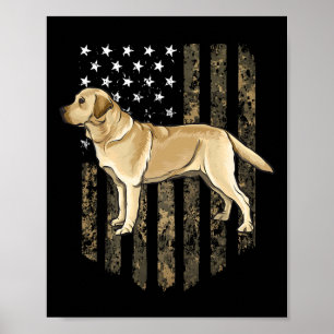 Camo American Flag Yellow Labrador Retriever 4th O Poster