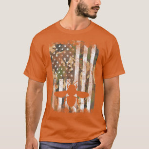 Camo American US Flag Bee Vintage Patriotic Men Wo T-Shirt