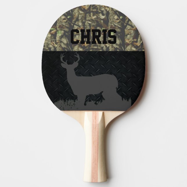 Camo and Diamond Plate Deer Hunting Name Paddle (Front)