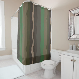 Camo and Green abstract Stripes Shower Curtain
