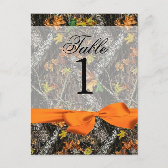 Camo and Orange Table Numbers Postcard (Front)