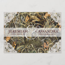 Camo and White Lace Wedding Invitation