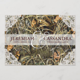 Camo and White Lace Wedding Invitation