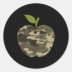 Camo Apple Camouflage Clothing 4th Of July Teacher Classic Round Sticker