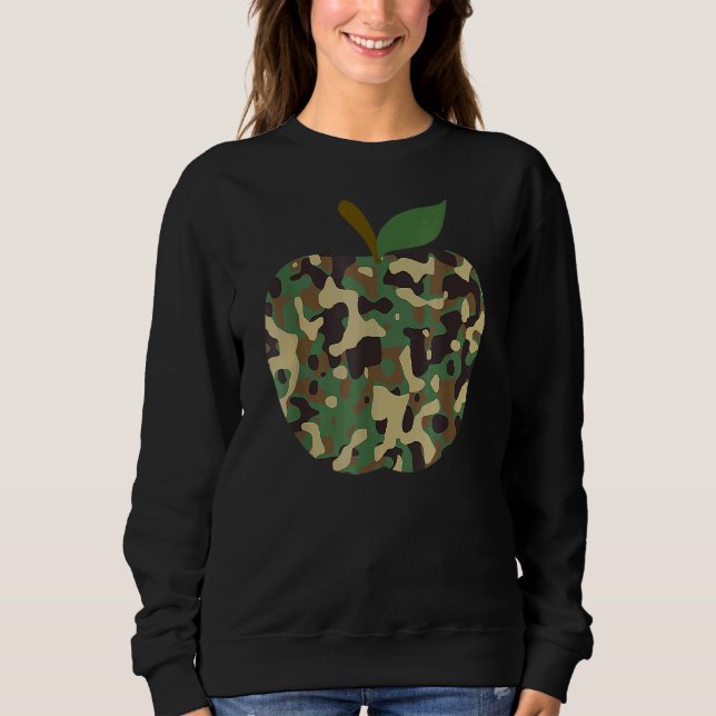 Camo Apple First Day Of School Teaching Team Sweatshirt (Front)