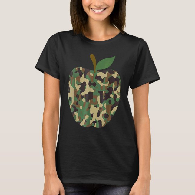 Camo Apple First Day Of School Teaching Team T-Shirt (Front)