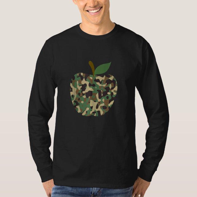 Camo Apple First Day Of School Teaching Team T-Shirt (Front)