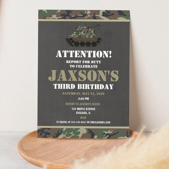 Camo Army Birthday Invitation (Creator Uploaded)