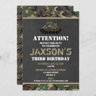 Camo Army Camouflage birthday invitation
