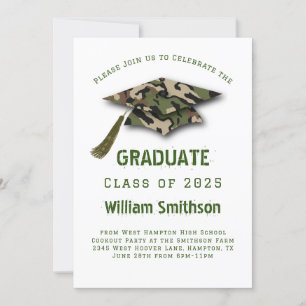 Camo Army Hunting Graduation Party Invitation