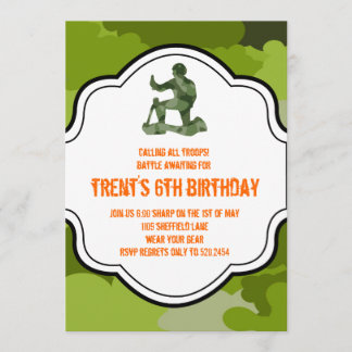 camo army man hunting adult boy twins birthday invitation