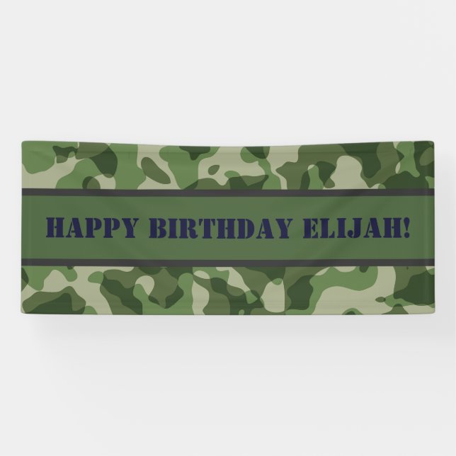 Camo Army Military Birthday Party Banner (Horizontal)