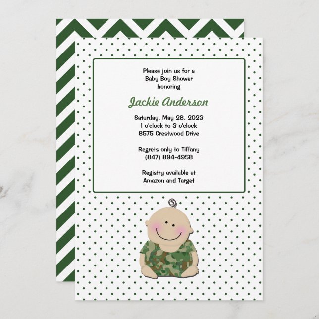 Camo Baby Boy Invitations Birthday or Baby Shower (Front/Back)