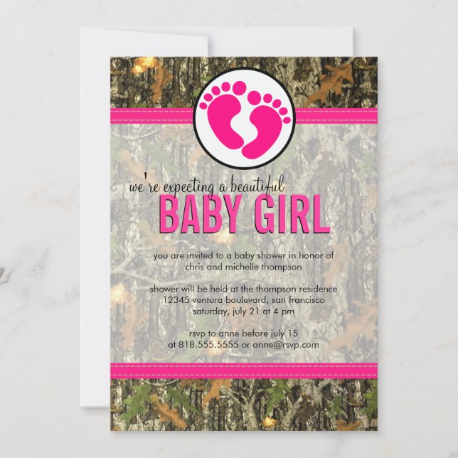 Camo - Baby Girl Shower Invitation (Front)