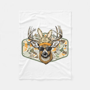 Camo Backward Cap Deer Buck Easter Egg Hunter Boy Fleece Blanket