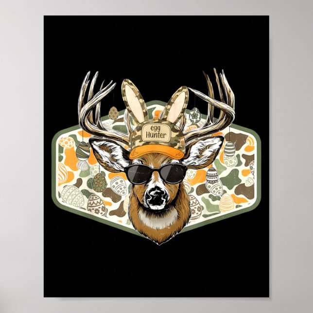 Camo Backward Cap Deer Buck Easter Egg Hunter Boy Poster (Front)