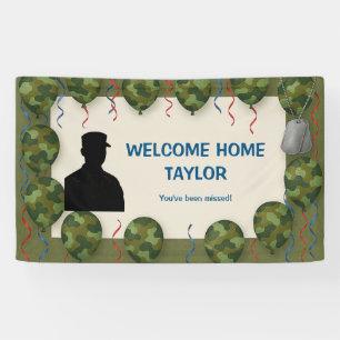 Camo Balloon Welcome Home Banner for Soldier 