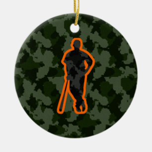 Camo Baseball Ceramic Tree Decoration