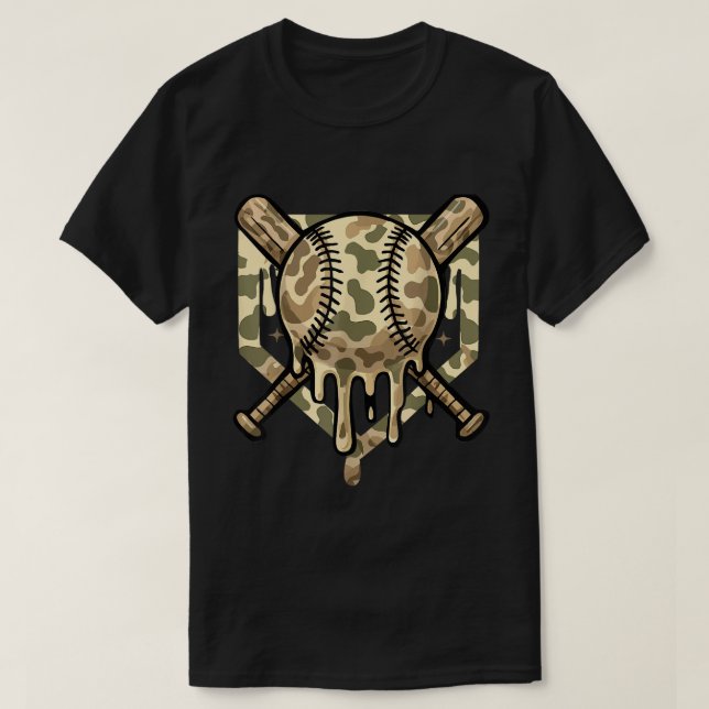 Camo Baseball Drip Shirt for Boys & Players (Design Front)