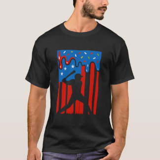 Camo Baseball USA Flag Baseball Lover 4th of July T-Shirt