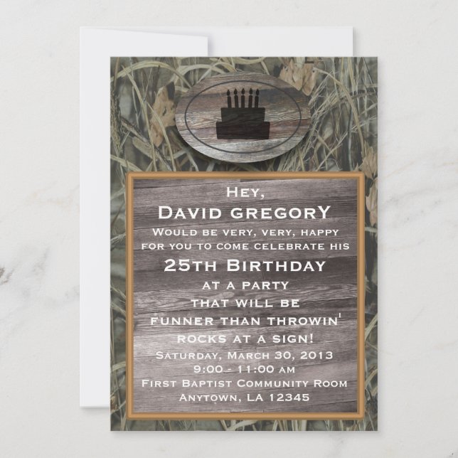 Camo Birthday Party Invitation (Front)