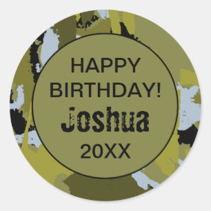 Camo Birthday Party Sticker