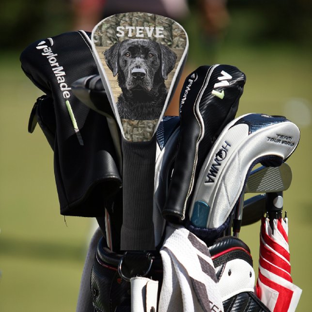 Camo Black Lab Dog Breed Animal Name Golf Head Cover (Creator Uploaded)